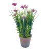PLASITC FLOWER WITH BRICK-RED PULP POT