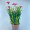 PLASITC FLOWER WITH BRICK-RED PULP POT