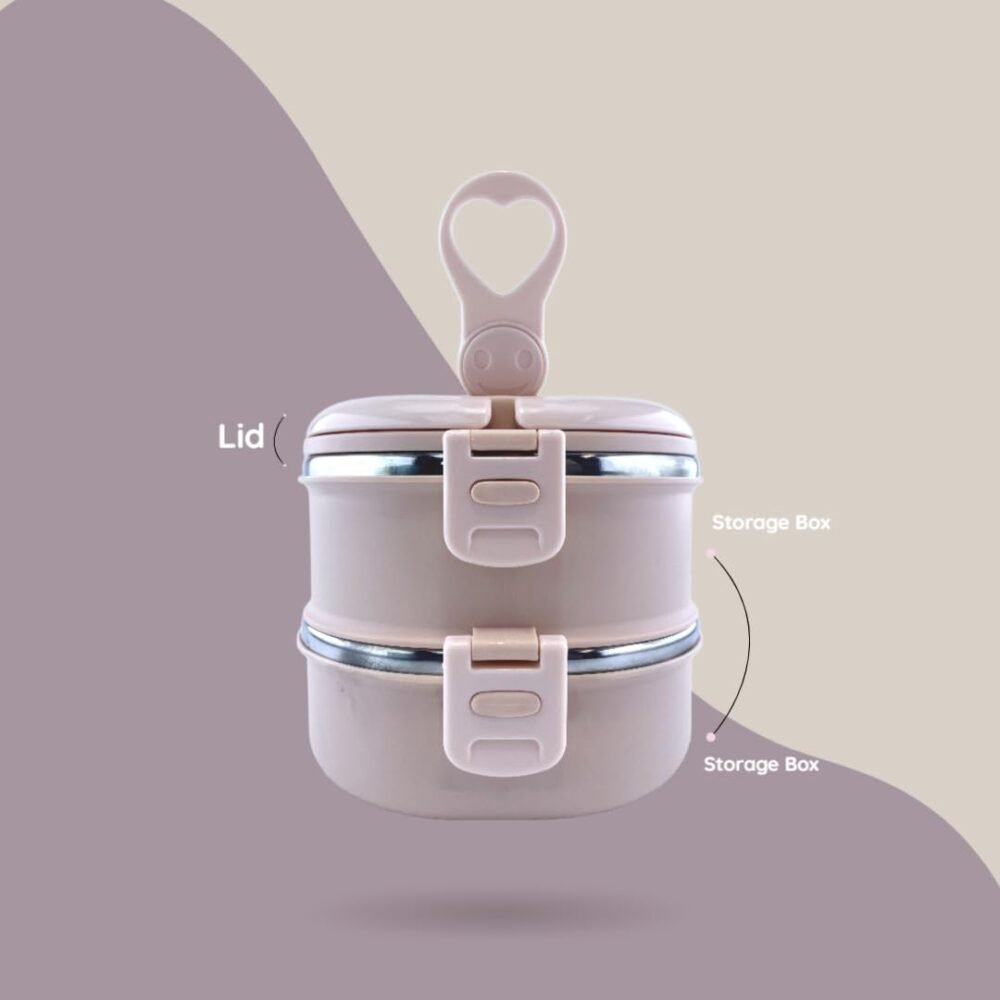 Syso Insulated Lunch Box, Double Layered, Polished Stainless Steel, Leak-Resistant Container for School, Girls and Boys (Pink)
