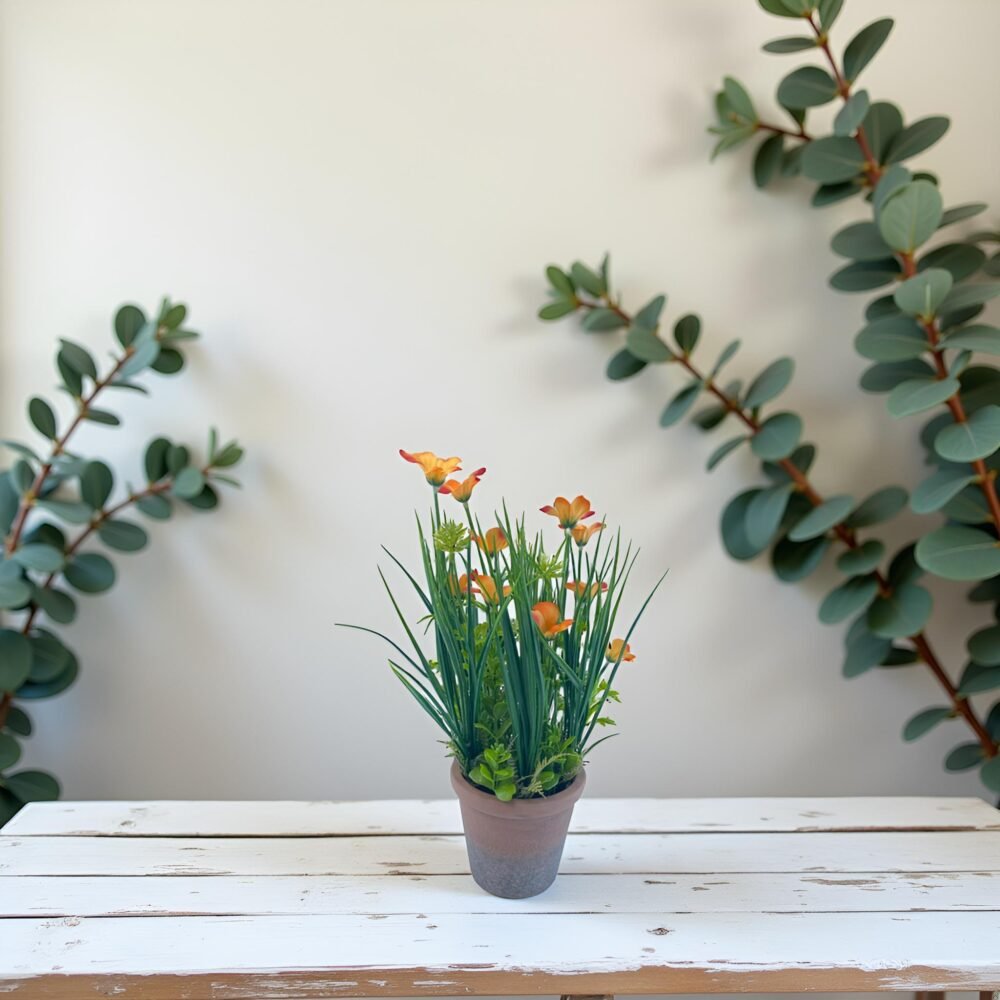 artificial flower with pot sysostore